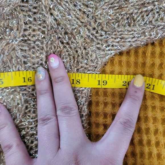 Anthropologie Pilcro Shine Metallic Wool Cable Knit Turtleneck Sweater Size MP - Picture 5 of 8